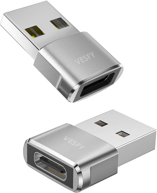 USB-C naar USB-A Adapter 2 stuks – Universele USB C naar USB A converter - Compatibel met alle USB Type C Apparaten
