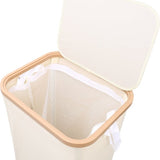 Wasmand met Deksel – Opvouwbare Wasmand – Wasbox 100L – Wassorteerder met Binnenzak – Beige – Voor Badkamer, Slaapkamer en Wasruimte