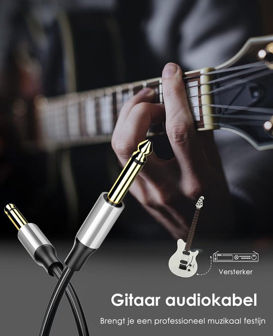 Vesfy Gitaarkabel 5 Meter - 6.3mm Jack naar 6.3mm - Instrumentkabel voor Gitaar, Bas & Keyboard