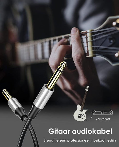 Vesfy Gitaarkabel 5 Meter - 6.3mm Jack naar 6.3mm - Instrumentkabel voor Gitaar, Bas & Keyboard