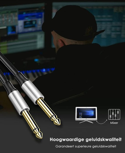 Vesfy Gitaarkabel 5 Meter - 6.3mm Jack naar 6.3mm - Instrumentkabel voor Gitaar, Bas & Keyboard