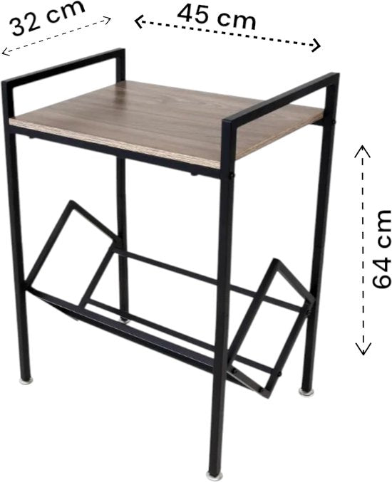 Multifunctioneel LP Opbergsysteem - Zwart met Hout - LP Kast met Wielen - Bijzettafel & Nachtkastje - Langspeelplaat Houder & Organizer - Stijlvol Elpee Rek