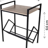 Multifunctioneel LP Opbergsysteem - Zwart met Hout - LP Kast met Wielen - Bijzettafel & Nachtkastje - Langspeelplaat Houder & Organizer - Stijlvol Elpee Rek