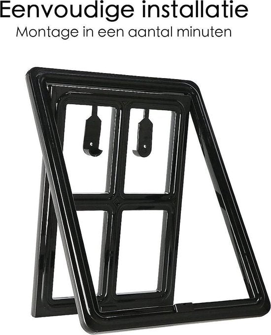 Hondenluik voor Hordeur- Afsluitbaar - 4 Standen - 35x28 cm - Zwart