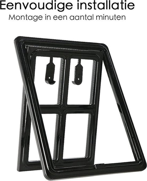 Hondenluik voor Hordeur- Afsluitbaar - 4 Standen - 35x28 cm - Zwart