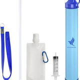 NovaWare® Waterfilter Survival Straw – Waterfles - Survival Kit & Outdoor - Water Filter - BPA-vrij - Noodpakket – Filtert 2000L