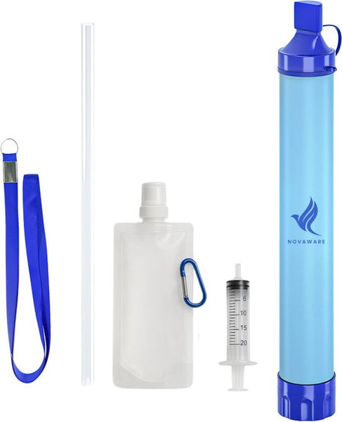 NovaWare® Waterfilter Survival Straw – Waterfles - Survival Kit & Outdoor - Water Filter - BPA-vrij - Noodpakket – Filtert 2000L
