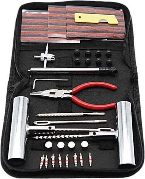 Banden Reparatieset - Complete Set - Proppenset - Inclusief Handige Opbergtas - Reparatieset voor Motor, Brommer of Auto - Bandenreparatieset Auto - Autobanden Reparatie