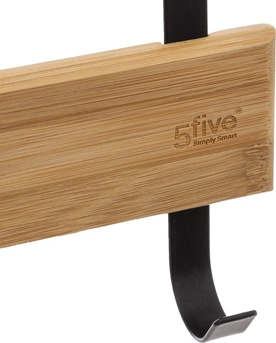Deurkapstok 5 haken voor deur metaal 40x2x29 cm - Zwart