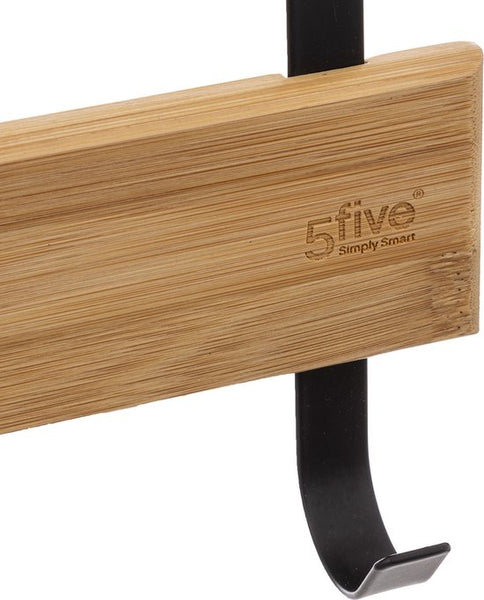 Deurkapstok 5 haken voor deur metaal 40x2x29 cm - Zwart