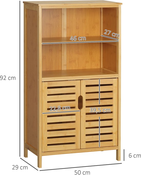 4good Bamboe Badkamerkast 2 deuren en legplanken 29x50x92 cm