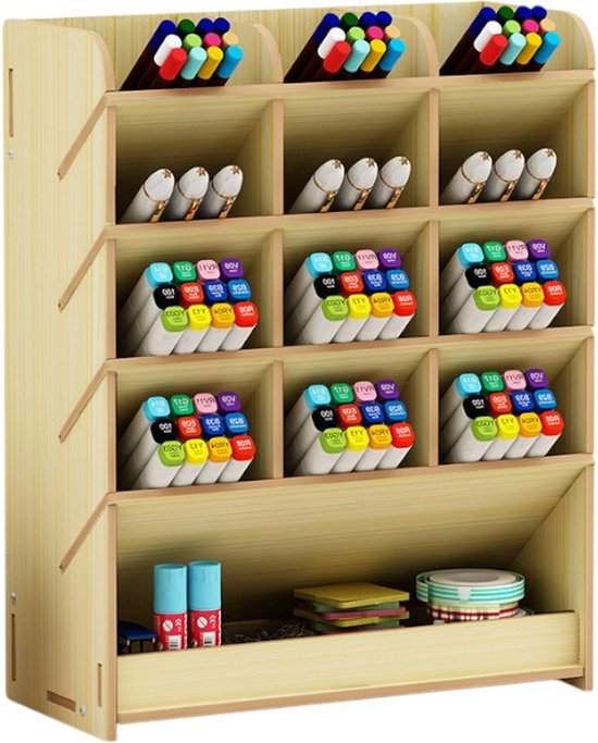 Bureau Organizer Hout - Pennenbakje - Desk Organizer - Pennenhouder
