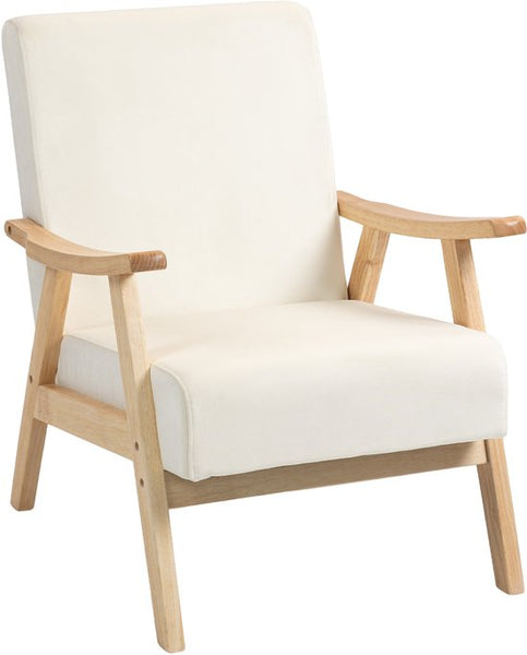 Gestoffeerde Stoel - Schuimvulling - Rubberhouten Frame - Crèmewit