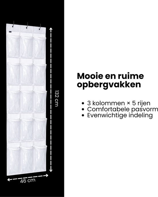 Deur Schoenen Organizer – 15 Vakken – Hangende Schoenenopberger – Transparant – Schoenenrek voor Deur – Opberg Organizer voor Schoenen, Accessoires & Kleding