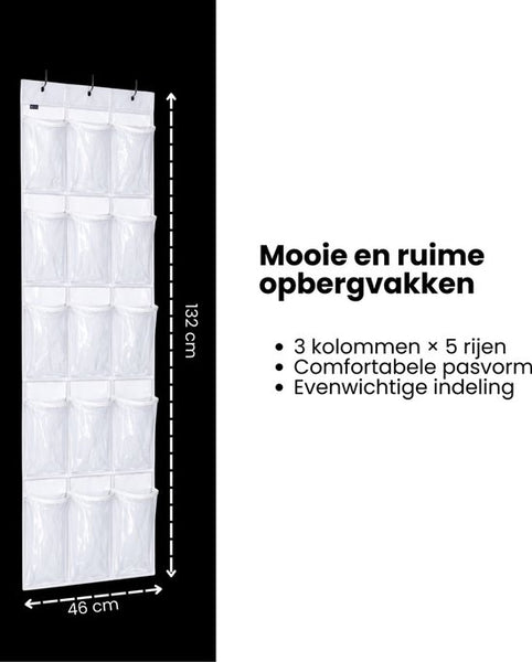 Deur Schoenen Organizer – 15 Vakken – Hangende Schoenenopberger – Transparant – Schoenenrek voor Deur – Opberg Organizer voor Schoenen, Accessoires & Kleding
