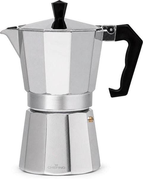 Chefino Percolator 6 Kops – Moka Pot 270 ml – Espressopot voor Italiaans Koffiezetten – Aluminium Mokkapot – Espressomaker voor Gasfornuis