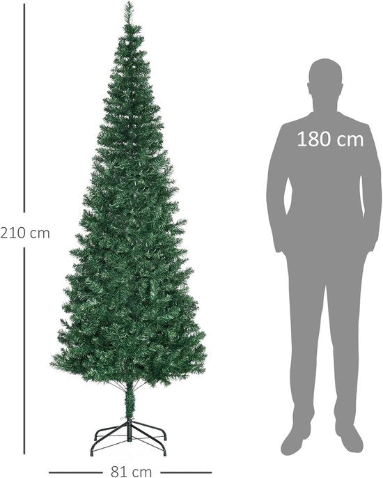 Kunstkerstboom Smal met metalen standaard - 210 cm - Ø81 cm