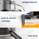 Safecourt Kitchen Sapcentrifuge - Juicer voor Groenten & Fruit - Grote Vulopening - 3 snelheden - 1200 Watt