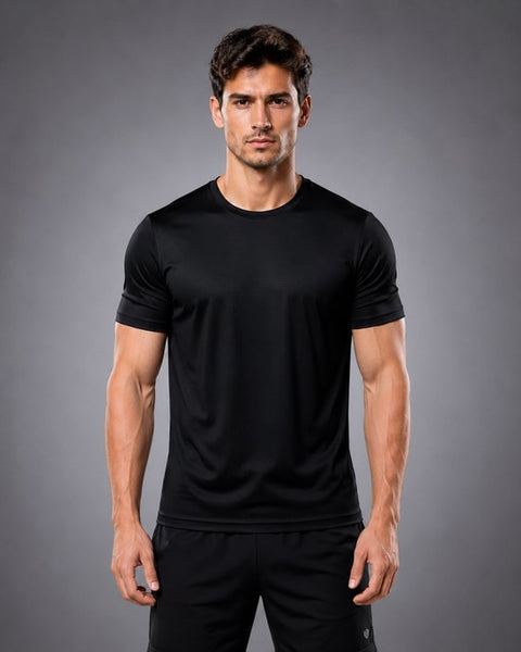 SparkNine Stormcore heren sport t-shirt - sneldrogend & ademend - fitness shirt - S - zwart - korte mauwen - training, rennen, casual dragen