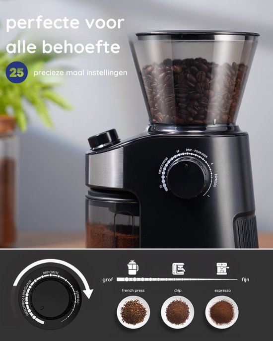 Safecourt Kitchen Koffiemolen Deluxe - Elektrische koffiemolen - Koffiebonen maler - Zwart
