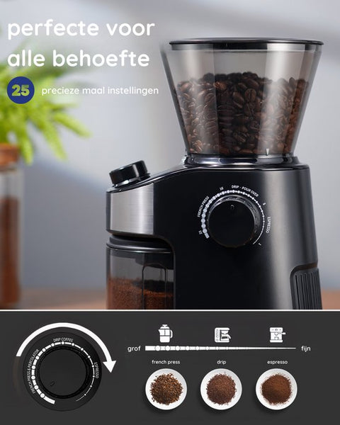 Safecourt Kitchen Koffiemolen Deluxe - Elektrische koffiemolen - Koffiebonen maler - Zwart