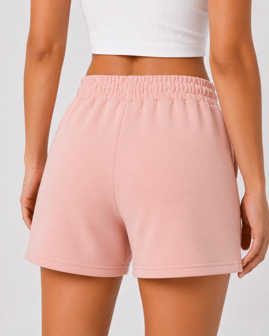 SparkNine Pulse short dames - met trekkoord & zijzakken - zachte sportbroek - L - roze - elastische taille - ademend & comfortabel