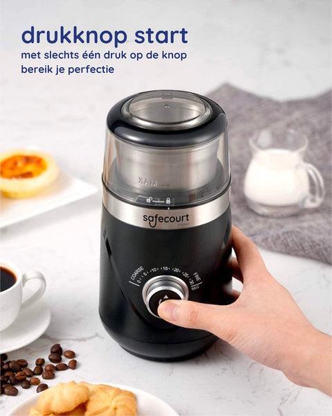 Safecourt Kitchen Elektrische Koffiemolen pro - Hoogwaardige Elektrische Koffiemolen - Zwart