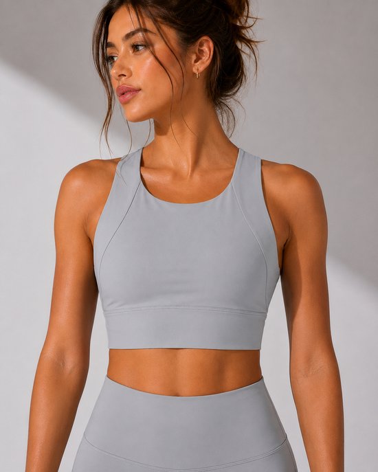 SparkNine Coreshield sportbeha - met ingebouwde pads - L - grijs - push-up sport-bh - high impact ondersteuning - push-up - ademend