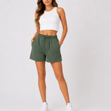 SparkNine Pulse short dames - met trekkoord & zijzakken - zachte sportbroek - XXL - groen - elastische taille - met zijzakken - ademend - met trekkoord