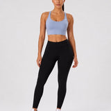 SparkNine Elevate sport-bh - L - lichtblauw - gekruiste rug - push-up effect - stevige ondersteuning - met uitneembare pads