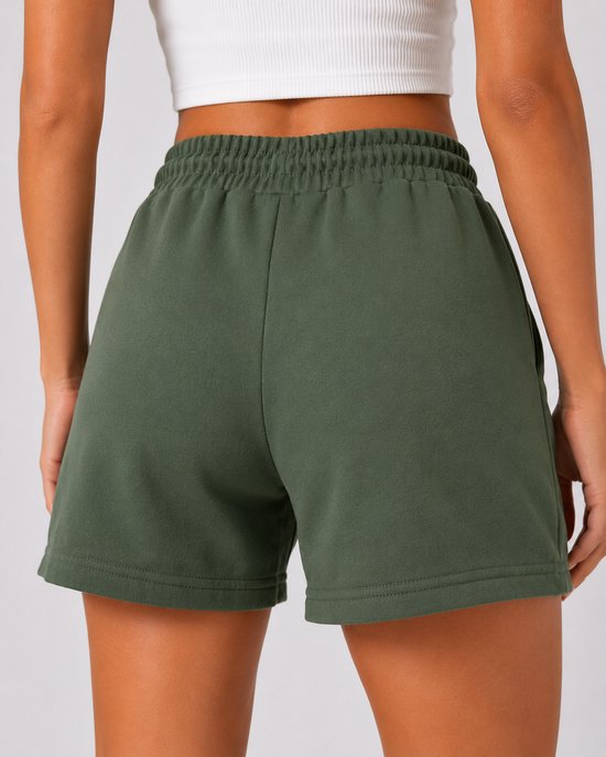 SparkNine Pulse short dames - met trekkoord & zijzakken - zachte sportbroek - XXL - groen - elastische taille - met zijzakken - ademend - met trekkoord
