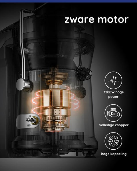 Safecourt Kitchen Sapcentrifuge - Juicer voor Groenten & Fruit - Grote Vulopening - 3 snelheden - 1200 Watt