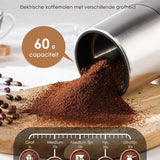 Elektrische Koffiemolen - 200W - 60g Capaciteit - Roestvrij Staal - Stil (45dB) - Koffiebonen, Noten & Specerijen