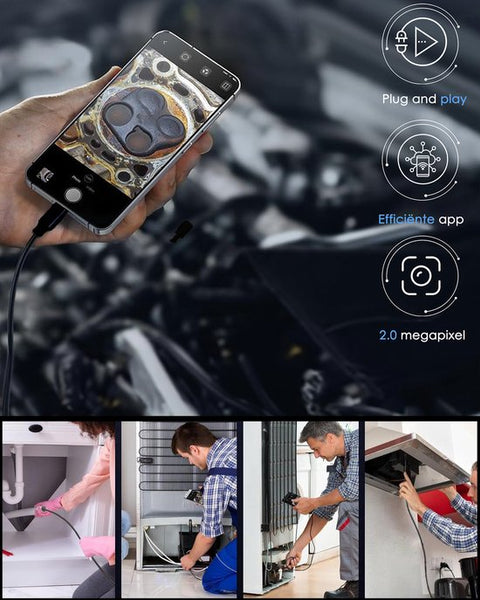 Vesfy Inspectiecamera Met App en Dubbele Camera - Verlichting - 5 Meter - 1920P HD - Android-IOS - IP67 Waterdicht - Endoscoop