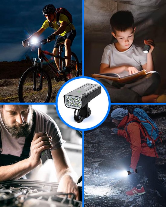 Vesfy Fietslampjes Set - Voorlicht & Achterlicht - USB Oplaadbaar - 1000 Lumen - Waterdicht IPX5 - Fietsverlichting voor Stadsfiets, MTB & Racefiets