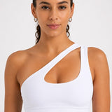 SparkNine Flexchic push-up sport-bh - met hoge ondersteuning - L - wit - één schouder sporttop - stevig & stijlvol