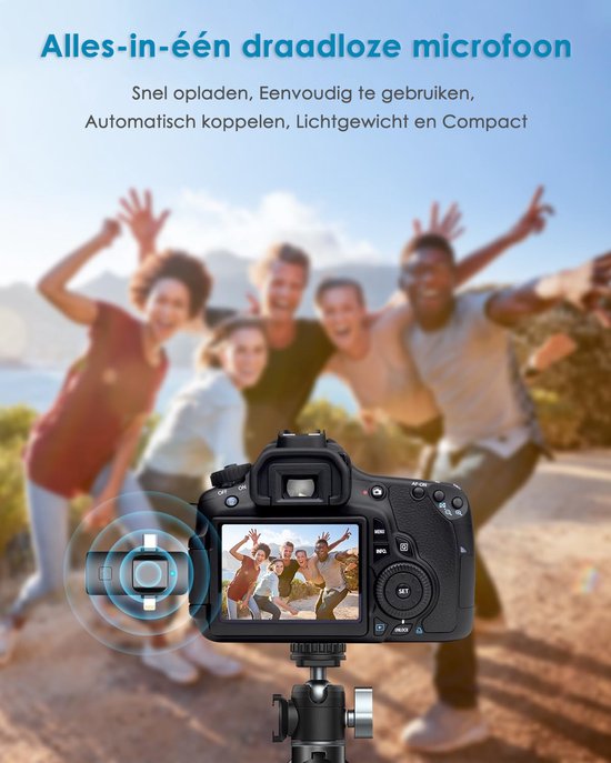 Vesfy Pro Microfoon Draadloos - Geschikt voor iPhone, Android en Camera - Plug & Play - 20 Meter Bereik - 2 Stuks - Microfoon