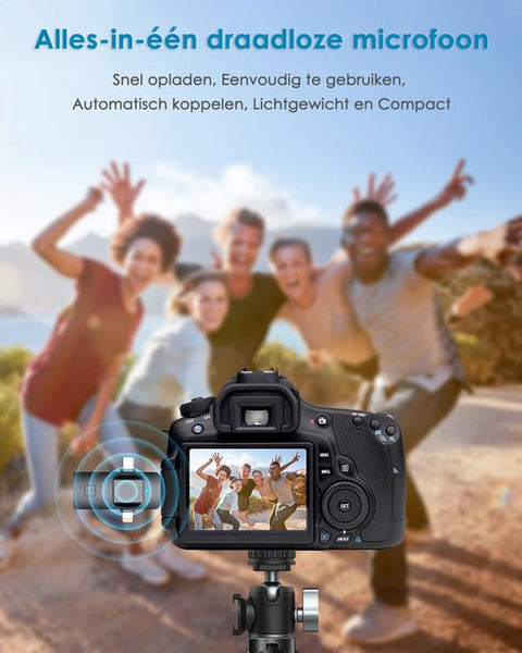 Vesfy Pro Microfoon Draadloos - Geschikt voor iPhone, Android en Camera - Plug & Play - 20 Meter Bereik - 2 Stuks - Microfoon