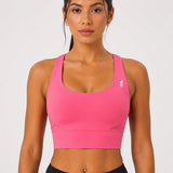 SparkNine Elevate sport-bh - M - roze - gekruiste rug - push-up effect - stevige ondersteuning - met uitneembare pads
