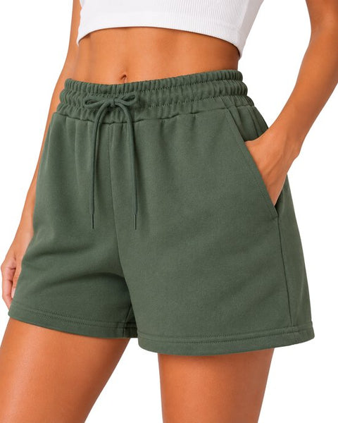 SparkNine Pulse short dames - met trekkoord & zijzakken - zachte sportbroek - S - groen - elastische taille - ademend & comfortabel