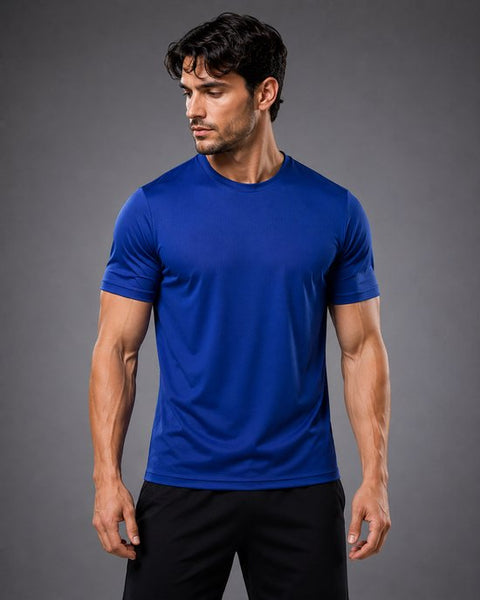 SparkNine Stormcore heren sport t-shirt - sneldrogend & ademend - fitness shirt - XXL - blauw - korte mauwen - training, rennen, casual dragen