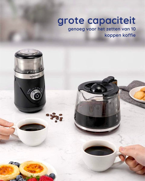 Safecourt Kitchen Elektrische Koffiemolen pro - Hoogwaardige Elektrische Koffiemolen - Zwart