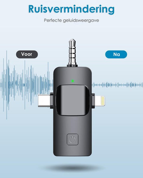 Vesfy Pro Microfoon Draadloos - Geschikt voor iPhone, Android en Camera - Plug & Play - 20 Meter Bereik - 2 Stuks - Microfoon