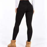 SparkNine Softwarm thermische legging - winterbroek - XXL - zwart - hoge taille - met zijzakken - warm & zacht