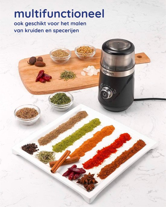Safecourt Kitchen Elektrische Koffiemolen pro - Hoogwaardige Elektrische Koffiemolen - Zwart