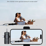 Vesfy Pro Microfoon Draadloos - Geschikt voor iPhone, Android en Camera - Plug & Play - 20 Meter Bereik - 2 Stuks - Microfoon
