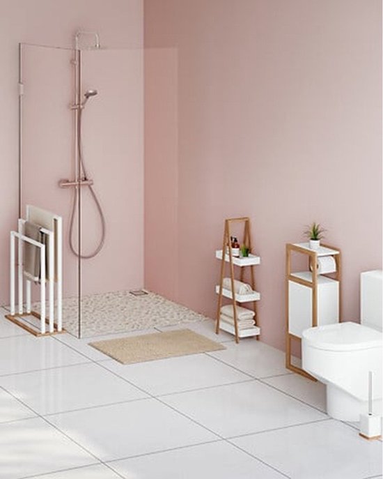 Toiletrolhouder Natureo met Reserverolhouder 33x20x80cm - Wit/Bruin