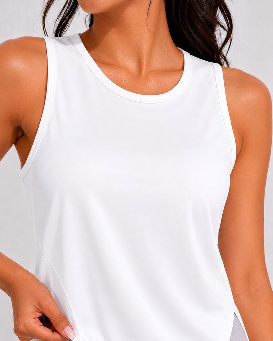 SparkNine Easefit top - sporttop - atletische tanktop - S - wit - mouwloos - luchtig & ademend - sneldrogend