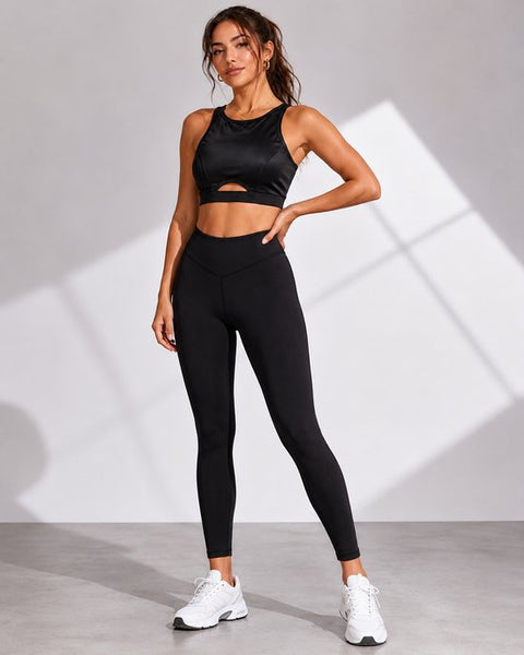 SparkNine Flexfit stijlvolle sport-bh dames - elastische top - L - zwart - ademend - stijlvol design - zacht materiaal - uitneembare pads - elastische band