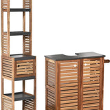 Badkamermeubel-set Acacia - combinatieset Wastafelonderkast met Kolomkast